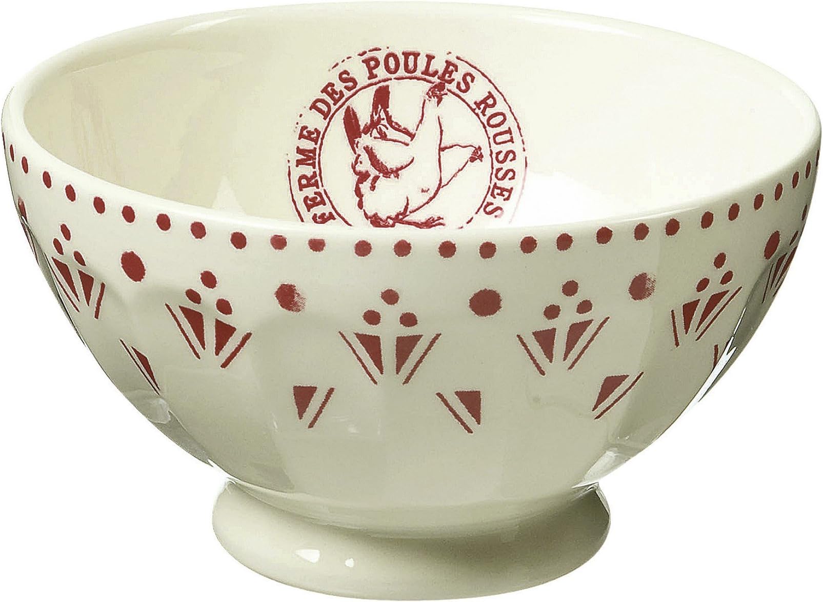 Comptoir de famille 154780 Ribbed Earthenware Bowl 16 x 16 x 15 cm White/Blue/Red (Pack of 4