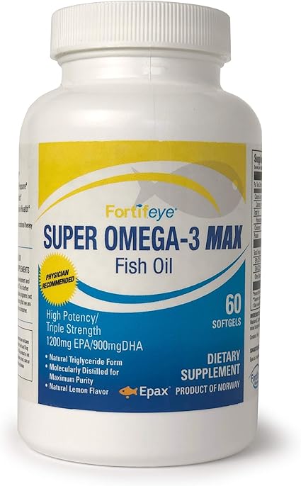 Amazon Com Fortifeye Vitamins Super Omega 3 Max Fish Oil Lemon Flavor Natural Triglyceride 10 Epa 900 Dha Per Serv 30 Day 60 Max Softgel Capsules Health Personal Care