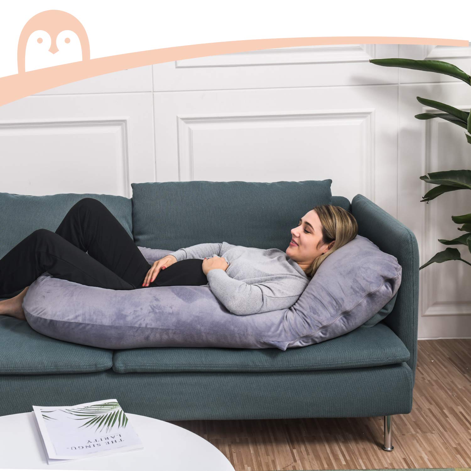 Momcozy Pregnancy Pillows, U Shaped Full Body Maternity Pillow with Removable Cover, Grey Pregnant Support Pillow for Sleeping : Baby