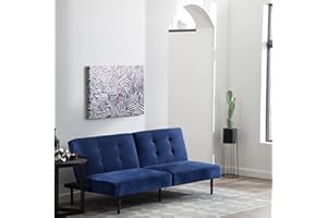 Edenbrook Gilman Futon - Futon Sofa Bed - Futon Couch - Small Futon - Living Room Furniture - Armless Sofa Bed Couch - Sofa - Navy Blue Velvet Futon