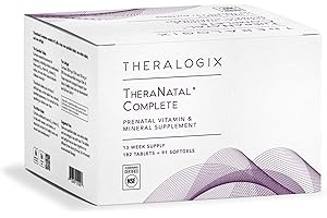 Theralogix TheraNatal Complete Prenatal Vitamin Supplement - 91-Day Supply - with DHA, Vitamin D3, Folate, Iodine, Choline, Iron, Vitamin B6 & More - NSF Certified - 182 Tablets & 91 Softgels