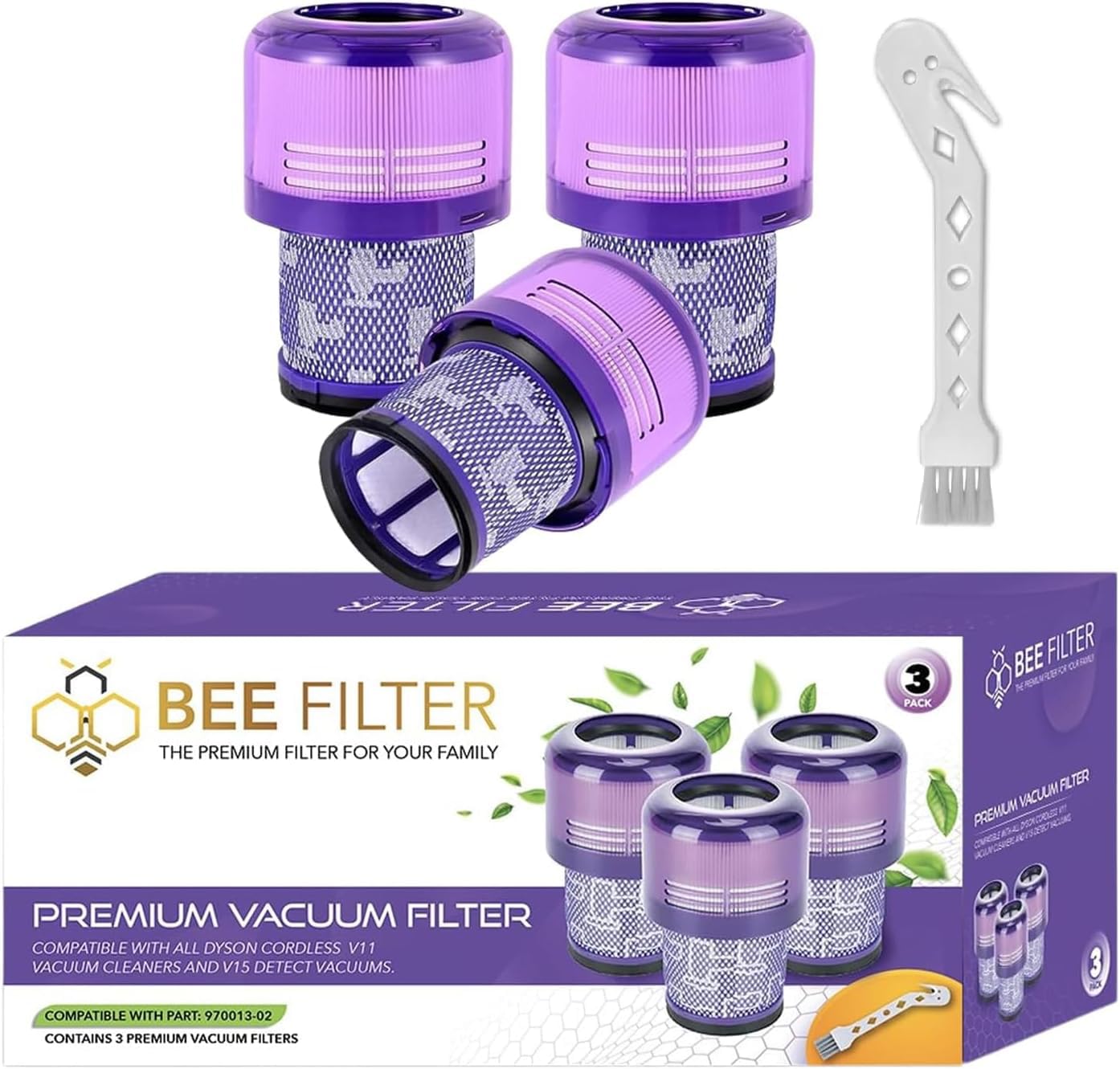 Photo 1 of Dyson V15 Filter, 3-Pack Premium True HEPA Replacement Filters Compatible with Dyson V15 Detect, V15 Detect Absolute, V15 Submarine, V15 Detect Filter, V11 Animal Filter, V11 Filter, Part no 970013-02