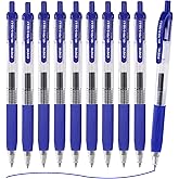 EYEYE G-103 Retractable Gel Blue Pens 0.7mm, 10 Pack Medium Point Ballpoint Pen Quick Drying, Pen Fine Point Smooth Writing Pens for Office School Supplies
