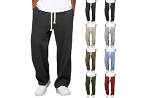 ABABC Waffle Pants for Men Textured Wide Leg Baggy Sweatpants Casual Drawstring Breathable Athletic Joggers with Pockets