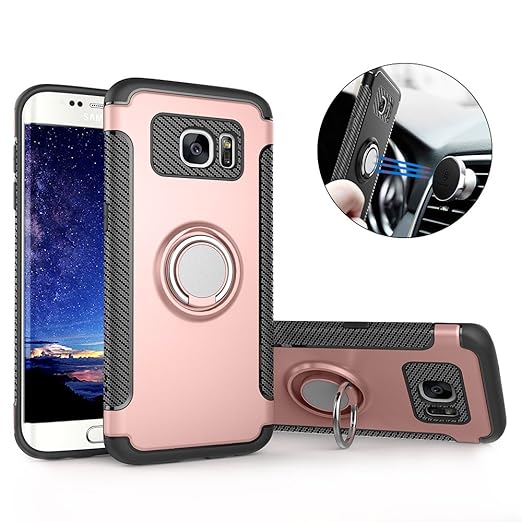 Mosoris Hülle für Samsung S7 Edge, Galaxy S7 Edge Handyhülle mit Ring Kickstand, Schutzhülle mit 360 Grad Drehbarer Handyhalt