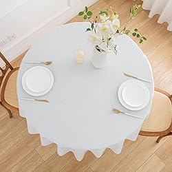 NLMUVW Round Vinyl Tablecloth with Flannel Backing