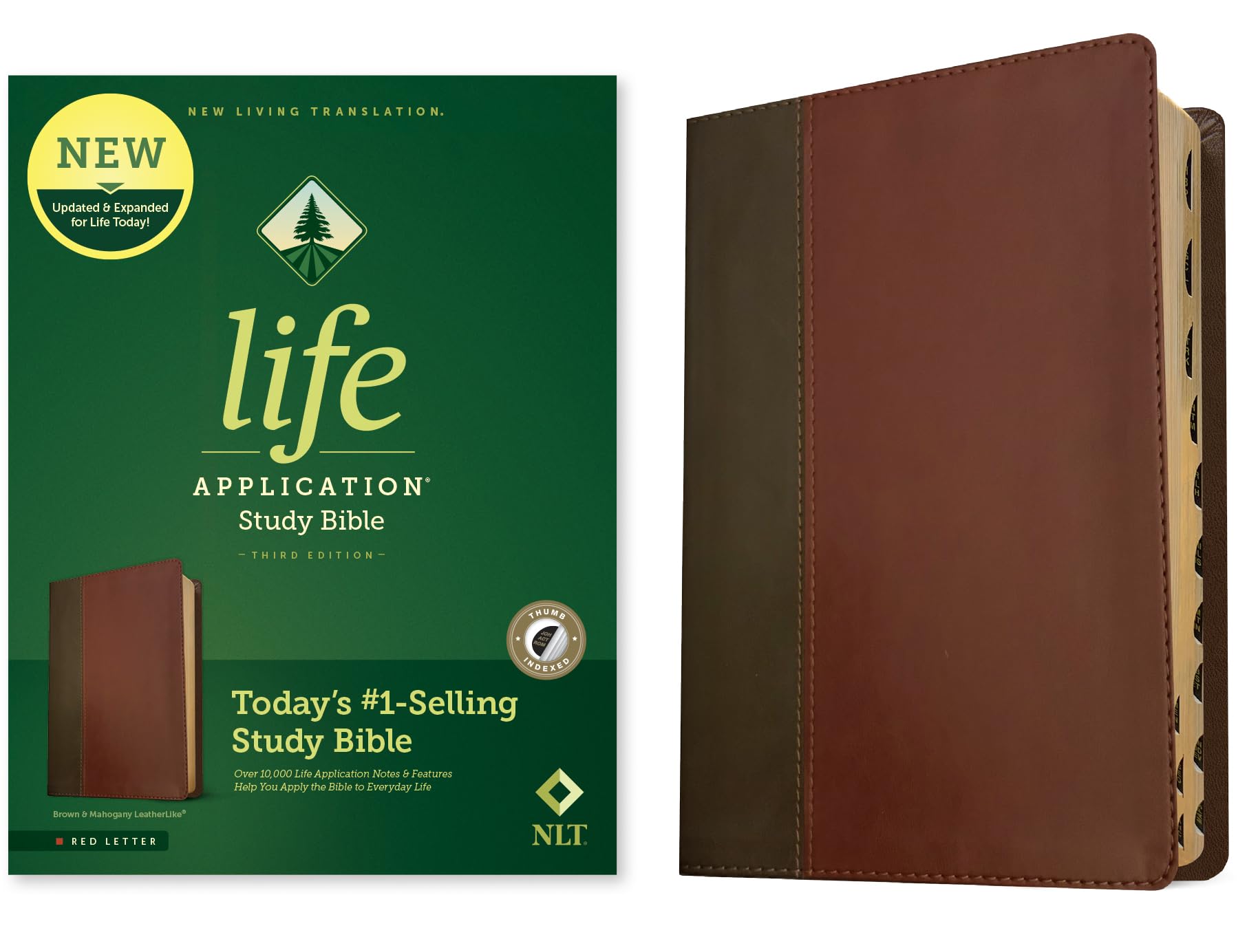 NLT Life Application Study Bible, Third Edition (Red Letter, LeatherLike, Brown/Mahogany, Indexed) Tyndale NLT Bible with Thumb Index, Updated Study Notes/Features, Full Text New Living Translation NLT Life Application Study Bible, Third Edition (Red Letter, LeatherLike, Brown/Mahogany, Indexed) Tyndale NLT Bible with Thumb Index, Updated Study Notes/Features, Full Text New Living Translation Imit
