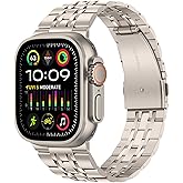 Tasikar Band Compatible with Apple Watch Ultra 3 Band 49mm, Men Women Strap Solid Stainless Steel Metal Bracelet Compatible with Apple Watch Ultra 2/1 49mm, Starlight