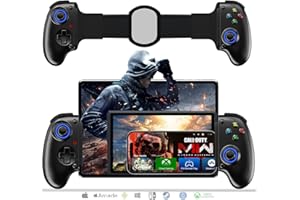KOIIKO Mobile Cloud Gaming Controller for iPhone 16/15/14, iPad, Tablet, Android/PC/Switch/PS3/PS4 Gamepad Joystick with Turbo, Streaming on PS4/Xbox/PC, Hall Effect/Hall Trigger, 6-Axis Gyro Sensor Black