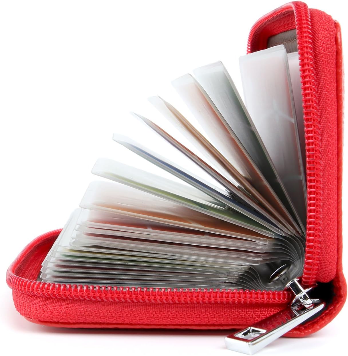 GERIINEER Credit Card Holder Wallets for Women Men Leather 26 Card Slots (Red) - Image 3