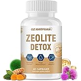 GZ HAOYUAN Zeolite Detox Capsules – Clinoptilolite Zeolite Supplement with Milk Thistle, Chlorella, Curcumin & PQQ for Gut, Liver & Full Body Detox Cleanse, Antioxidant & Immune Support – 60 Capsules