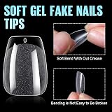 TOMICCA Coffin Short Nail Tips 192Pcs 12 Sizes Half Matte Full Cover Clear view 3