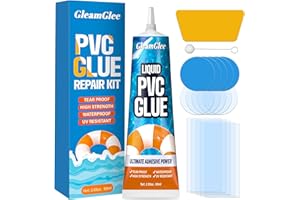 GLEAMGLEE Inflatable Repair Patch Kit with 80ml Glue – Waterproof Vinyl & PVC Air Mattress Patch Kit for Air Beds, Pool Floats, Bounce Houses, Inflatable Boats, Hot Tubs, Swim Rings & Toys