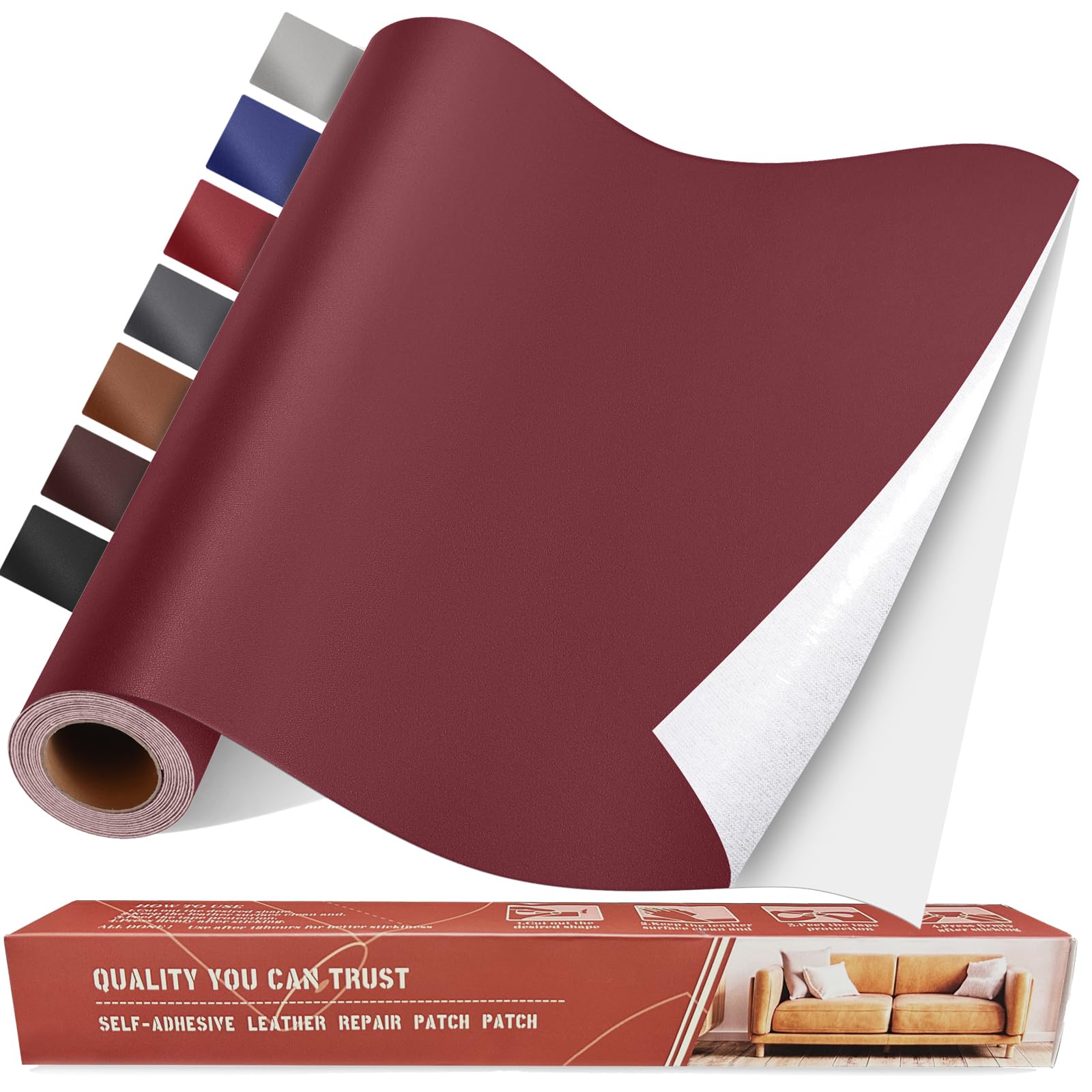 Photo 1 of Yikda Self Adhesive Leather Repair Patch Kit, 31.4 in x 16 in Large Vinyl Leather Repair Tape for Furniture, Car Seat, Couch, Sofa, Chair Smooth Maroon
