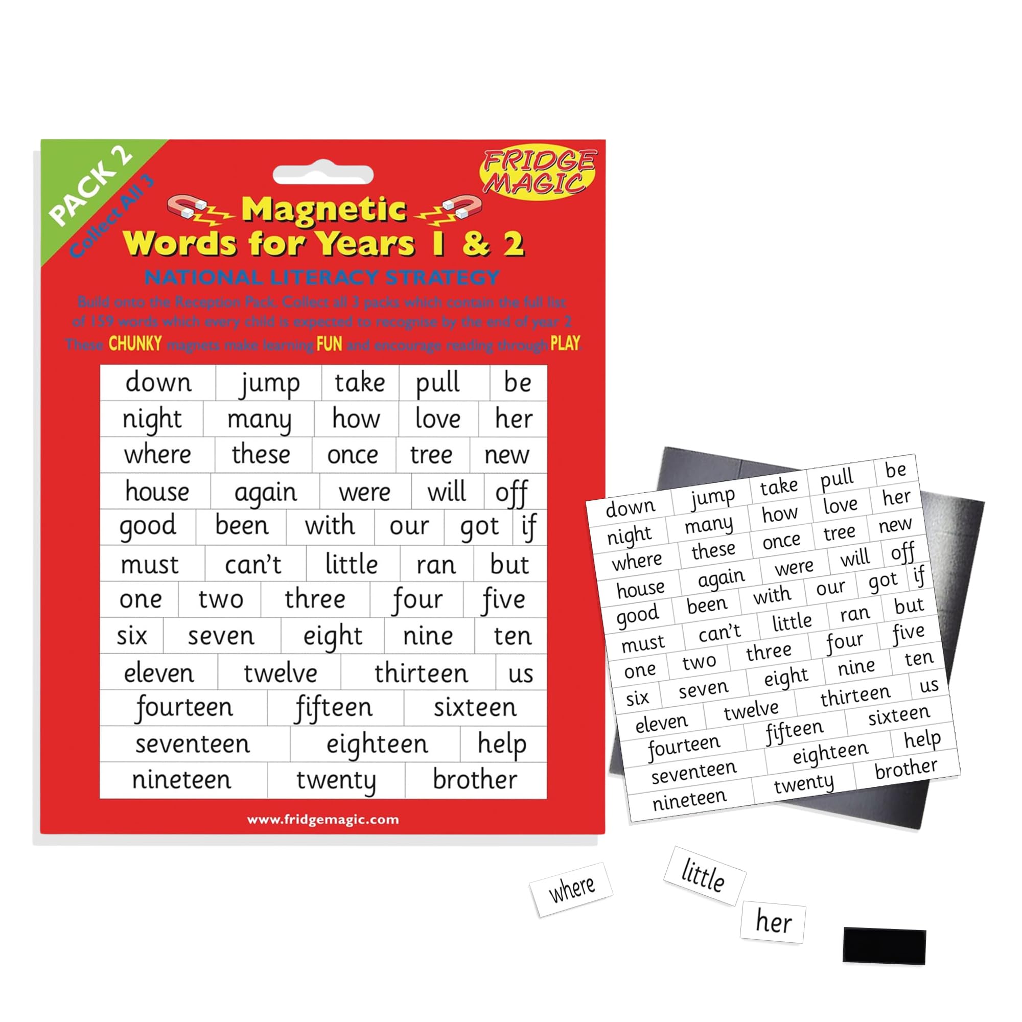 Engaging Magnetic Words for Key Stage 1 (Years 1 & 2) - | Expand Vocabulary, Build Sentences & Boost Reading Skills | Durable Fridge Magnets for Home Learning - Pack 2