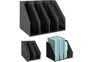 SAYEEC Desktop File Magazine Folder Holder 4 Section Plastic Hollow Documents Foldable Organizer File Cabinet Shelf Frames Di