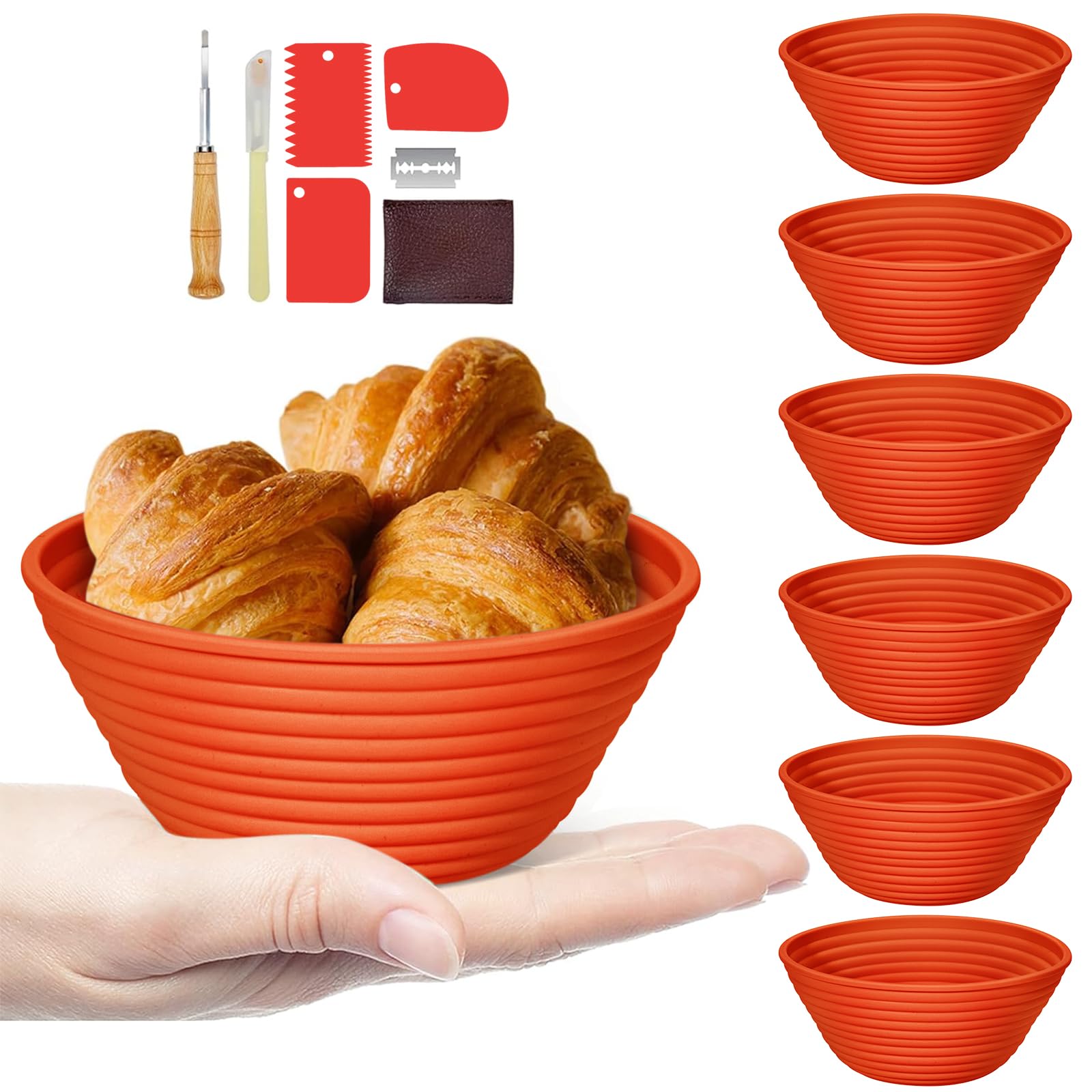 Silicone Banneton, Sourdough Bread Baskets (Set of 6, 5 Inch), Round ...