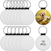 Homaisson Sublimation Keychain Blanks, Double-Sided PU Leather Keychains, Heat Transfer Key Rings, Includes Metal Rings