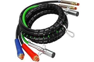 Autsurles 15ft 3 in 1 Trailer Air Line Hose Wrap Assembly with 7 Way Electrical Cable ABS & Power Air Line for Semi Truck Trailer Tractor
