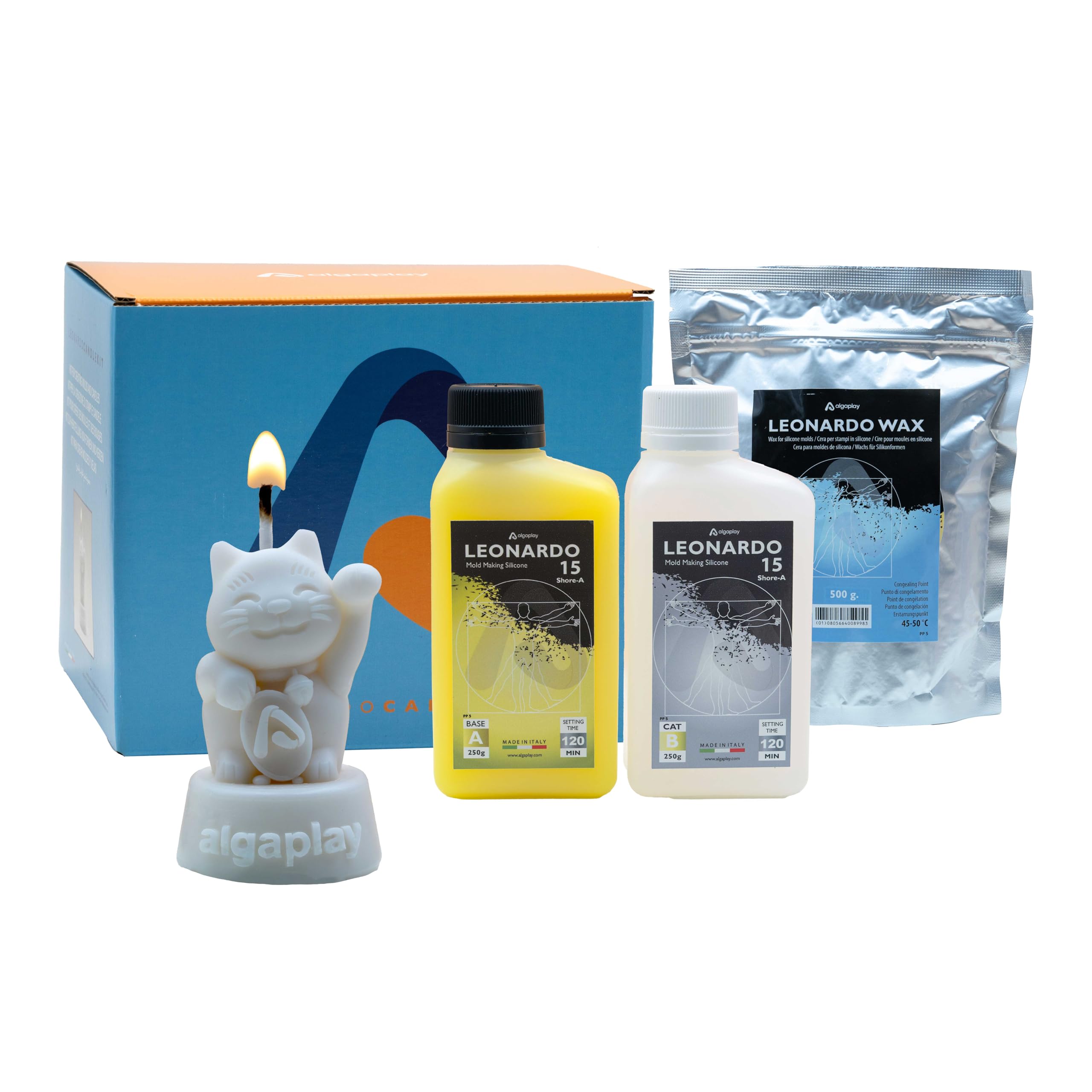 Algaplay Leonardo Candle Kit Set for Candles with Wax and Silicone to Create Customized Moulds and Candles from Small Items