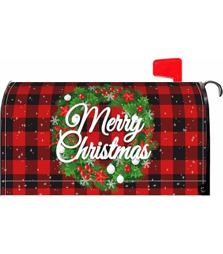 Christmas Mailbox Cover Magnetic - Snowflake Reindeer Design, Waterproof, Standard Size 21x18 Inch