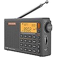 RADIWOW RADIWOW - Radio FM de onda corta R108 LW MW banda de aire DSP banda completa, radio portátil funciona con pilas con t