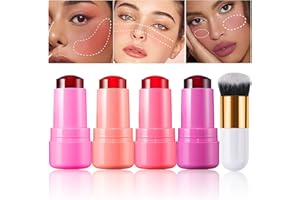QAWNFY 4 Pcs Milk Water Jelly Tint Stick, Sheer Lip & Cheek Stain Makeup Cooling Water Jelly Tint, Milk Jelly Blush Stick, Moisturizing Buildable Watercolor Finish, Vivid Color - Vegan & Cruelty Free