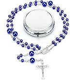 Tasodin Rosary Beads Catholic for Women Men, Artificial Pearls Rosary, First Communion Gifts, Rosary Bead Wall Cross Y Necklace with Box