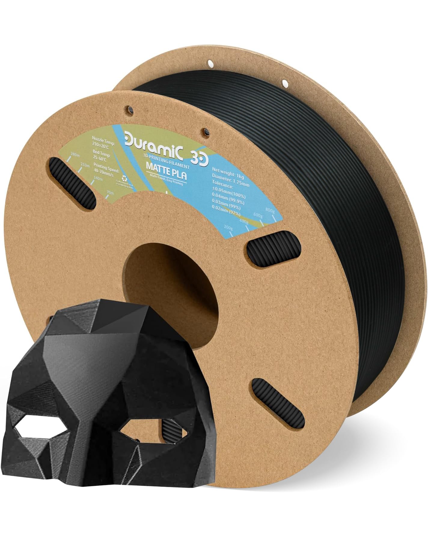 DURAMIC 3D Matte PLA Filament 1.75mm Black, 1kg