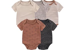 JELYLOVE Unisex Boy Girl Baby Bodysuit 5 Pack Cartoon Cotton Infant Clothes Short Sleeve Soft Babie's Outfits
