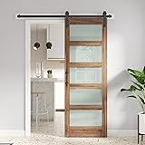 FREDBECK 30 x 84 inch Glass Barn Door with 5.5FT
