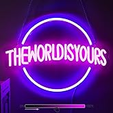 Moodlion The World Is Yours Neon Sign, Neon Signs for Wall Decor, Neon Dimmable Blue LED Signs Bedroom, Neon Planet Light Up Signs Home Accessories Man Cave Beer Bar Wedding Birthday Party Decor Gift