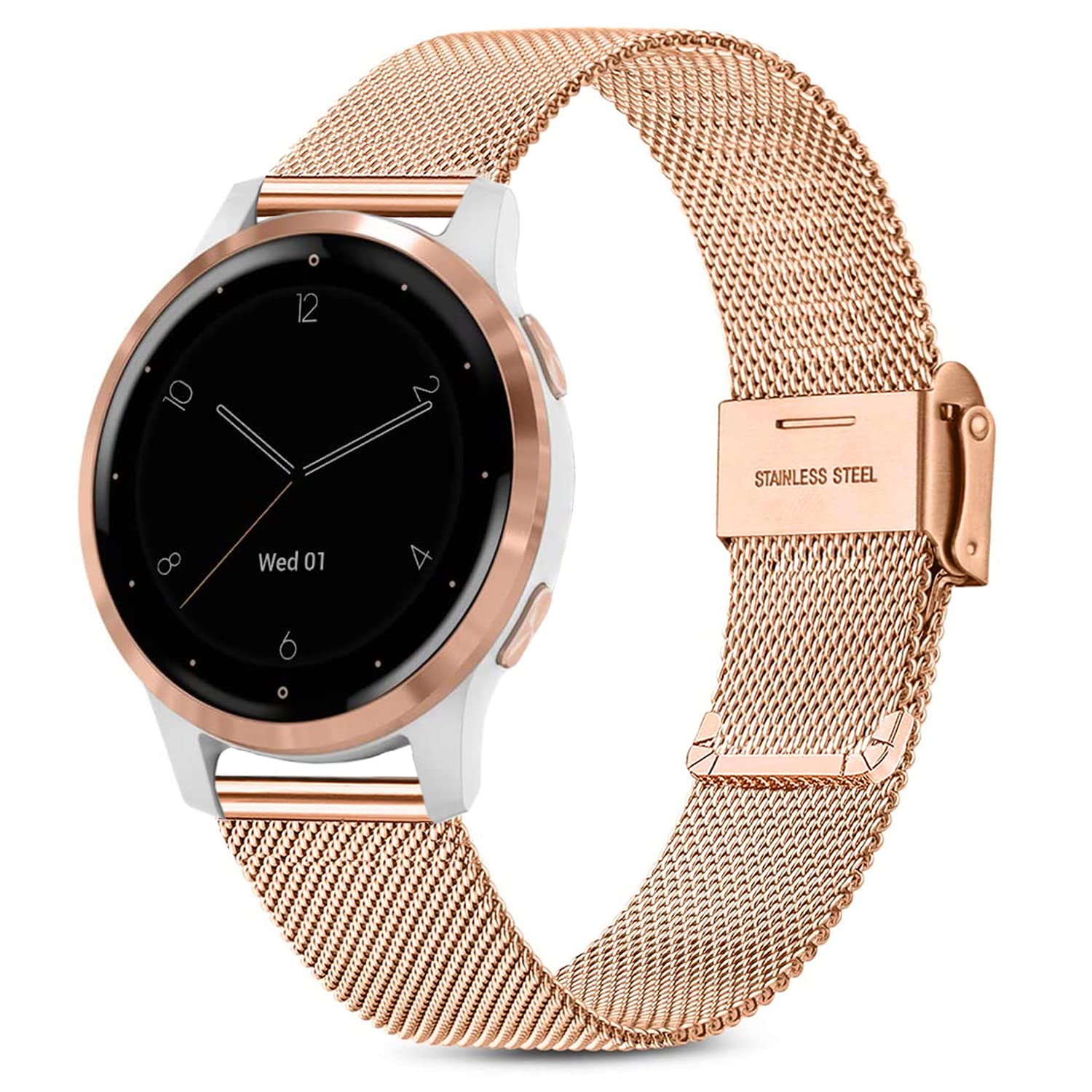 Issinlky band for Garmin Venu 4 41mm/Venu 2S/3S/Vivoactive 4S/Vivomove 3S, 18mm band Stainless Steel Metal for Fossil Ladies Gen 6/5E/4/3