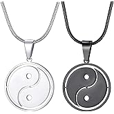 vicima Yin Yang Necklace for Men Tai Chi Pendant with 24 Inch Stainless Steel Chain for Men