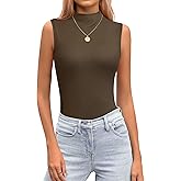 JUSTFASHIONNOW Mock Turtleneck Sleeveless Tops Stretchy Relax Fit Casual 2026 Summer Layer Tank Top