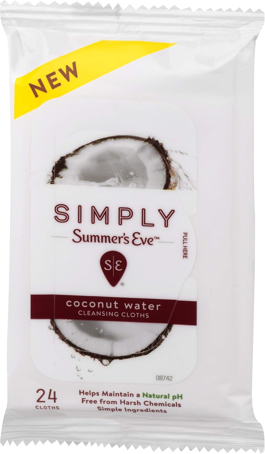 Summer's Eve Simply Cloths | Coconut Water | 24Count | Pack of 1 | pH Balanced, Free from Harsh Chemicals & Dyes: Health & Personal Care