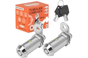 CHIEVBIT Toolbox Lock with Keys,1-1/8" Tubular Cam Replacement Lock,Hook Cam Keyed Alike with 4 Keys,Tool Box Lock for RV Storage Compartment Door Tool Cart Mailbox, Zinc Alloy (1-1/8 Inch 2 Pack)