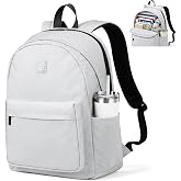 Hanke Travel Backpack for Women Men, 15.6 Inch Laptop College Backpack | Lightweight Small Computer Bag, Water-Resistant 420D Nylon, 9 Pockets, Personal Item Casual Daypack, Trolley Sleeve, Grey