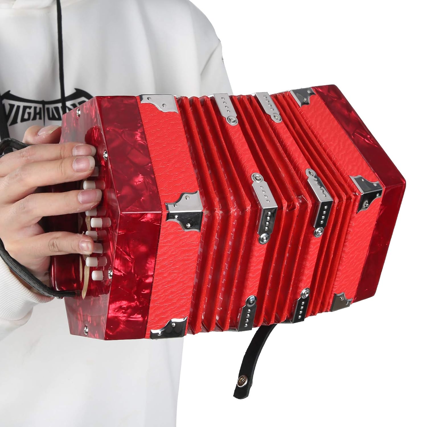 Instrument de concertina, accordéon de concertina, avec dragonne