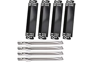 Criditpid Grill Replacement Parts for Nexgrill 4 Burner 720-0830H 720-0783E 720-0830A, 5 Burner 720-0888 720-0888N, 4-Pack Grill Heat Plate Shields and Burners for Nexgrill Replacement Parts 4 Burner