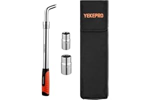 YEKEPRO Lug Wrench with Flip Sockets, 4pc Extendable 4 Way Lug Wrench Telescoping Tire Wheel Wrench Set with 17/19mm and 21/22mm CR-V Sockets, Compatible with Most Vehicles - W12004
