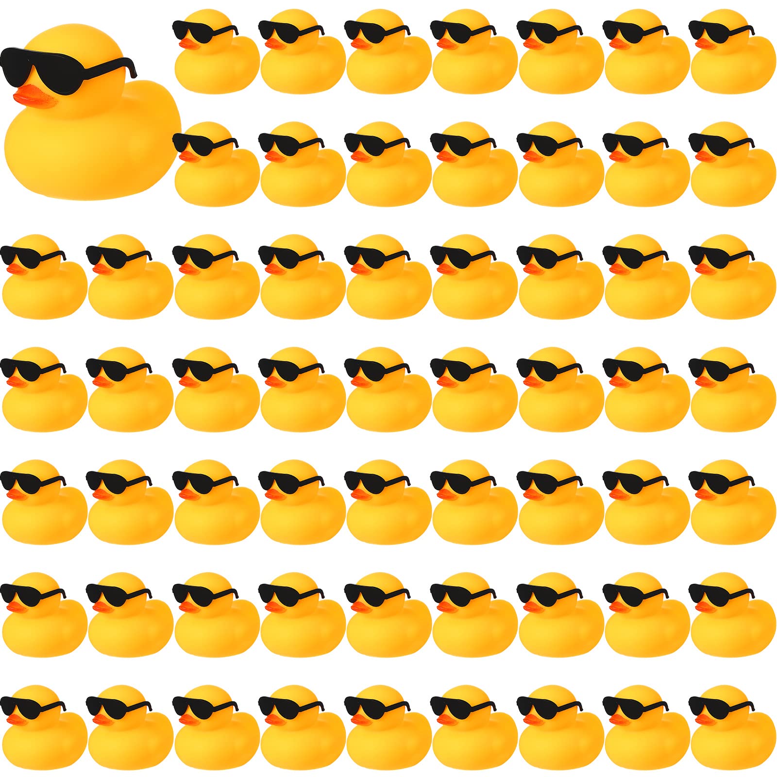 Chivao Chivao 60 Pcs Mini Rubber Duck in Bulk with 60 Sunglasses, Small Yellow Rubber Duck Gifts Bath Float Bathtub Toys Tiny for Holiday Cruise Baby Shower Decoration Birthday Party Favors Supplies
