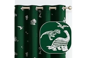 Vangao Kids Curtains Green Blackout Dinosaur Curtains for Boys Kids Nursery Girls Room Silver Dino Foil Print Thermal Insulated Drapes Grommet Top Window Treatments 63 Inches Length 2 Panels