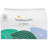 HealthyBaby Non-Toxic Diapers for Sensitive Skin - Size NB, 32 Count | EWG Verified &amp; Microbiome-Friendly. Made with organic cotton &amp; plant-derived materials. 12-hour leak protection. TCF.