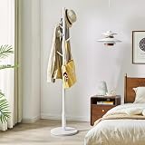 IBUYKE Coat Rack Free Standing 8 Hooks Wood Hall Tree White WD-114 view 4