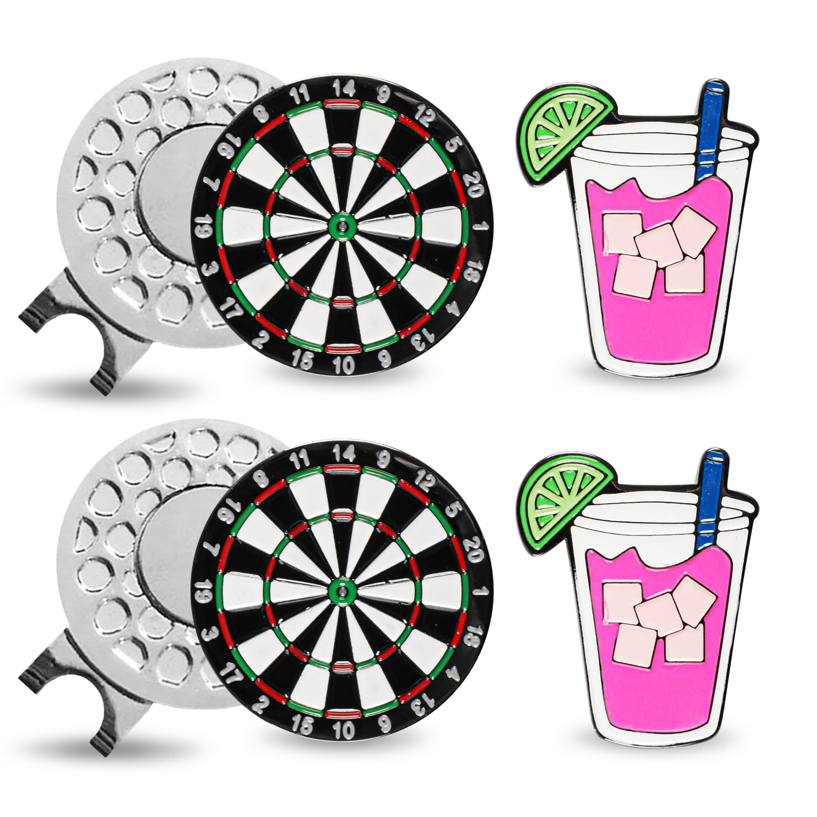 FINGER TEN Golf Hat Clip with Ball Marker Magnetic Value Gift Set, Alignment Clips Attaches Easily to Hat Caps Belt Fashion Pattern Training Aids Accessories for Men Women Durable Removable (Style 3)