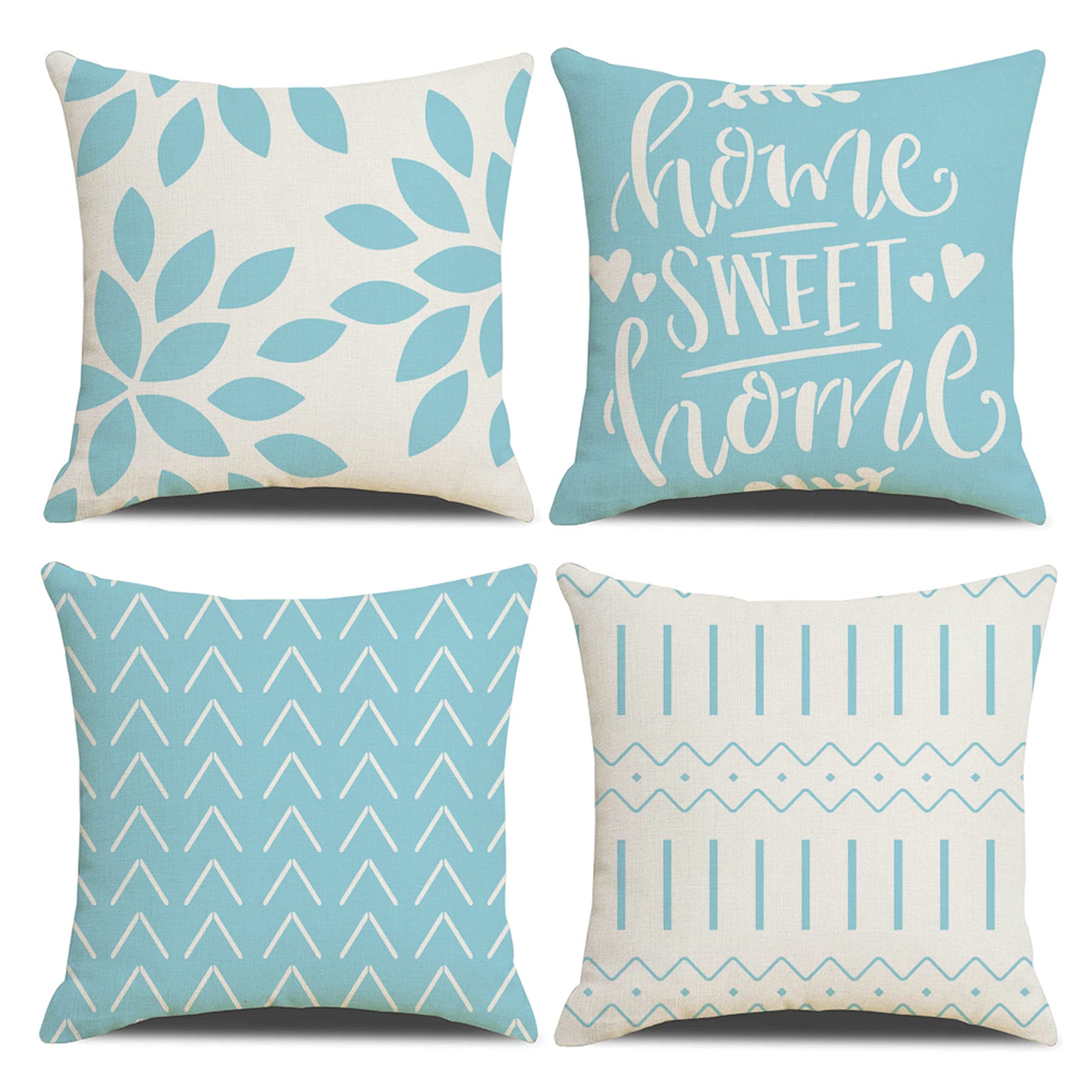 Homefeelzydys Cushion Covers,Cushion Covers 40 x 40 set of 4 Blue Square Throw Pillow Case cushion covers 16x16 4Pack For Outdoor Patio Garden Blench Living Room Sofa Farmhouse Decor — image 1