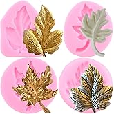 Mujiang Maple Leaves Fondant Mold Fall Thanksgiving Theme Silicone Molds Halloween Maple Leaf Silicone Mold For Cake Decorating Cupcake Topper Candy Chocolate Clay Gum Paste Set Of 4