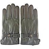 Mens GENUINE LAMBSKIN Velvet lined winter gloves - Brown