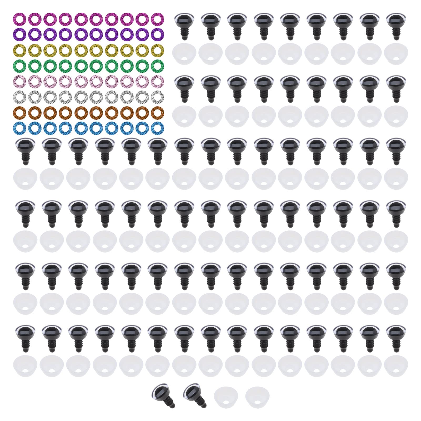 eMagTech 80 Sets Safety Eyes 12mm Plastic Sparkle Glitter Eyes with Glitter Washers for Toys Teady Bear Soft Toys Crochet Toys Stuffed Animals Doll Making 8 Assorted Colours